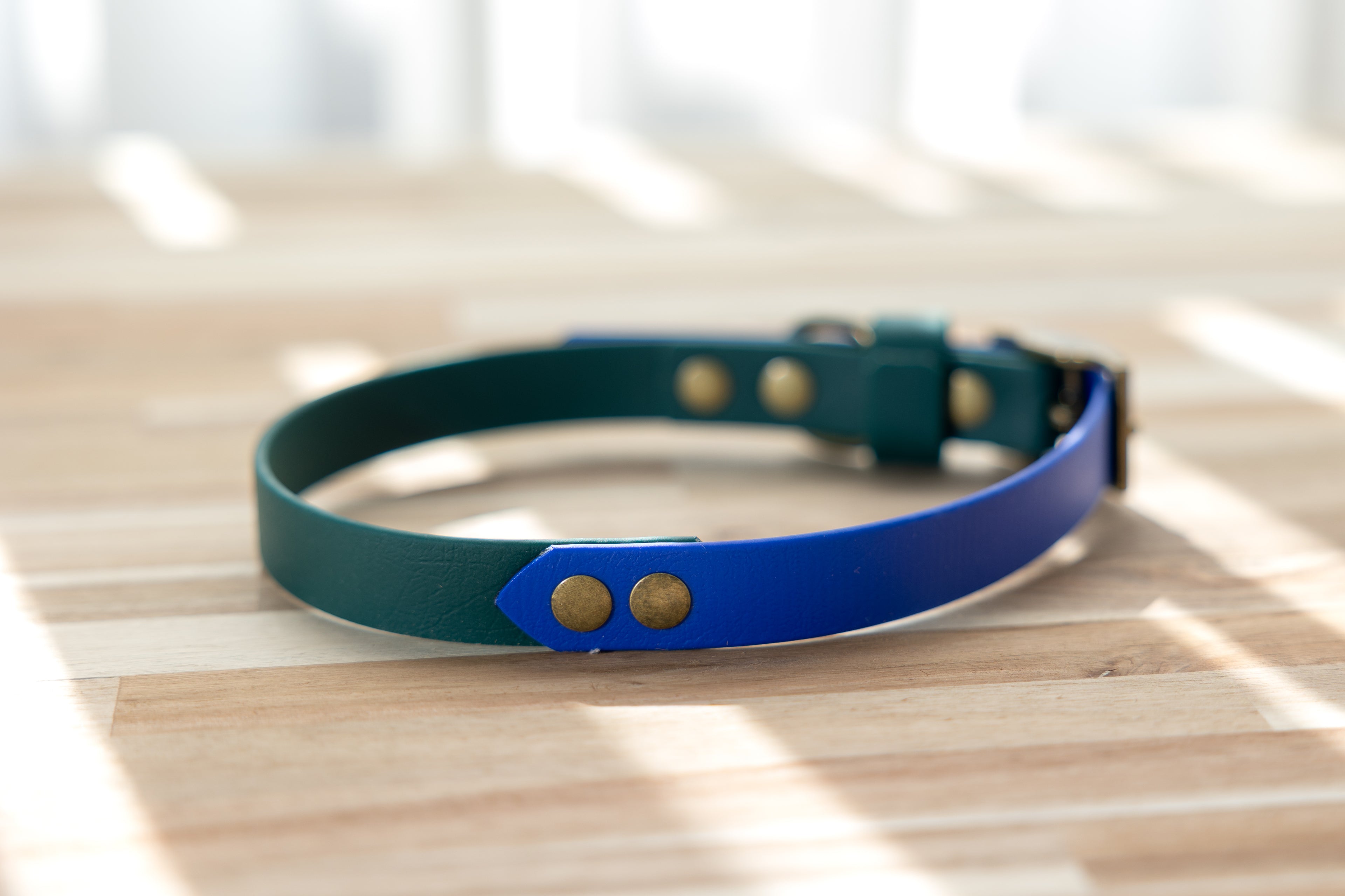 Two tone Biothane Collar - Royal Blue and Emerald