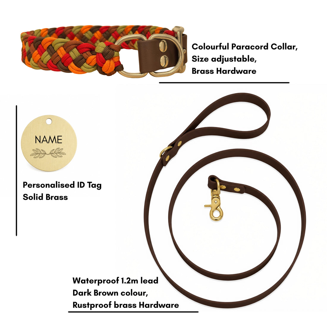Bundle - Paracord Collar + Leash + ID Tag