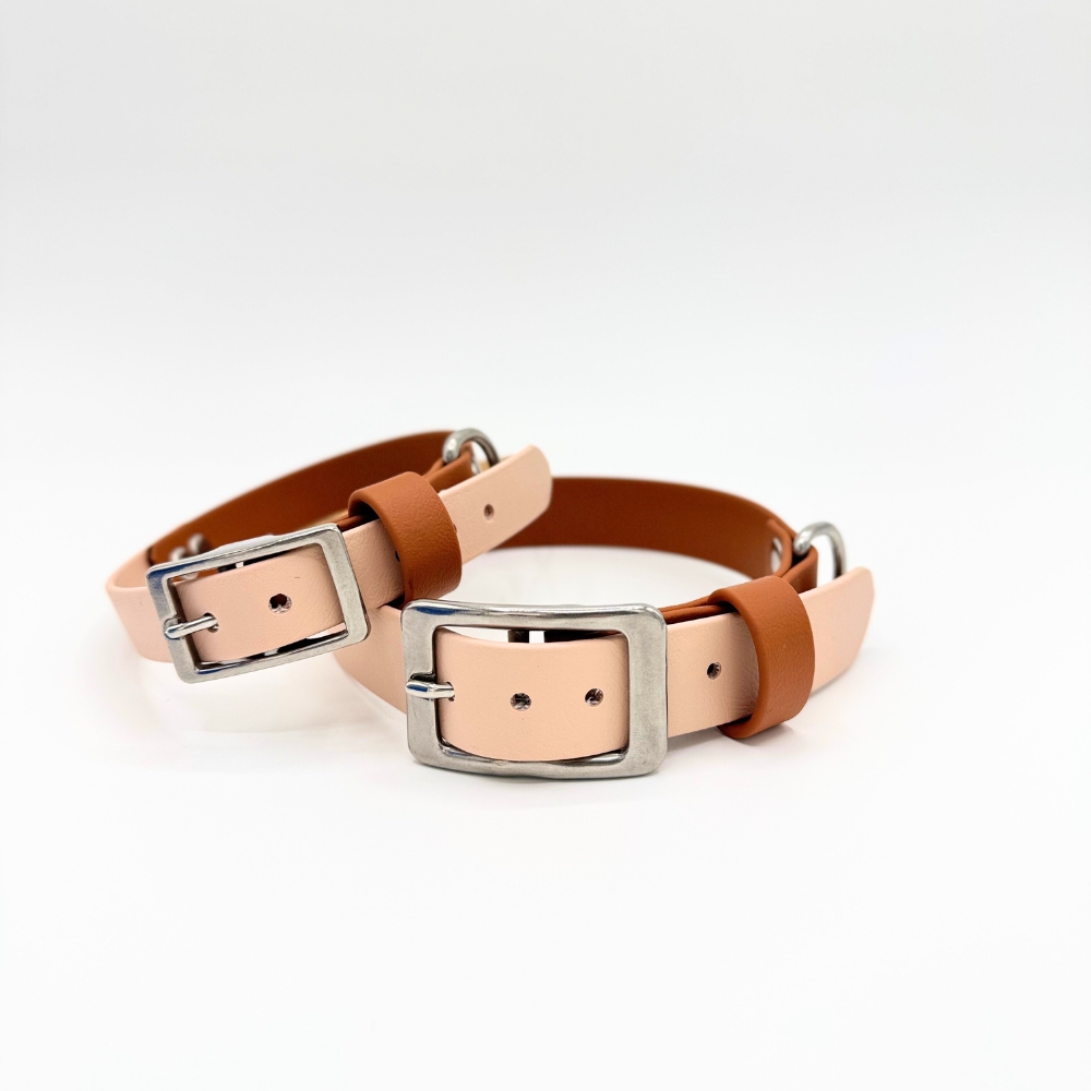Waterproof BioThane® Dog Collar - Two tone/beige