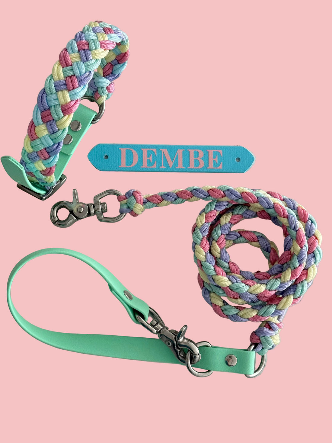 Bundle - Collar, Biothane handle lead + name badge