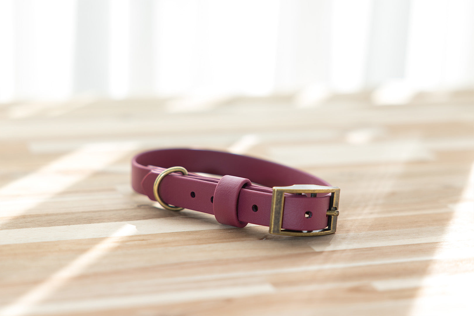 burgundy-biothane-dog-collar-antique-brass-hardware
