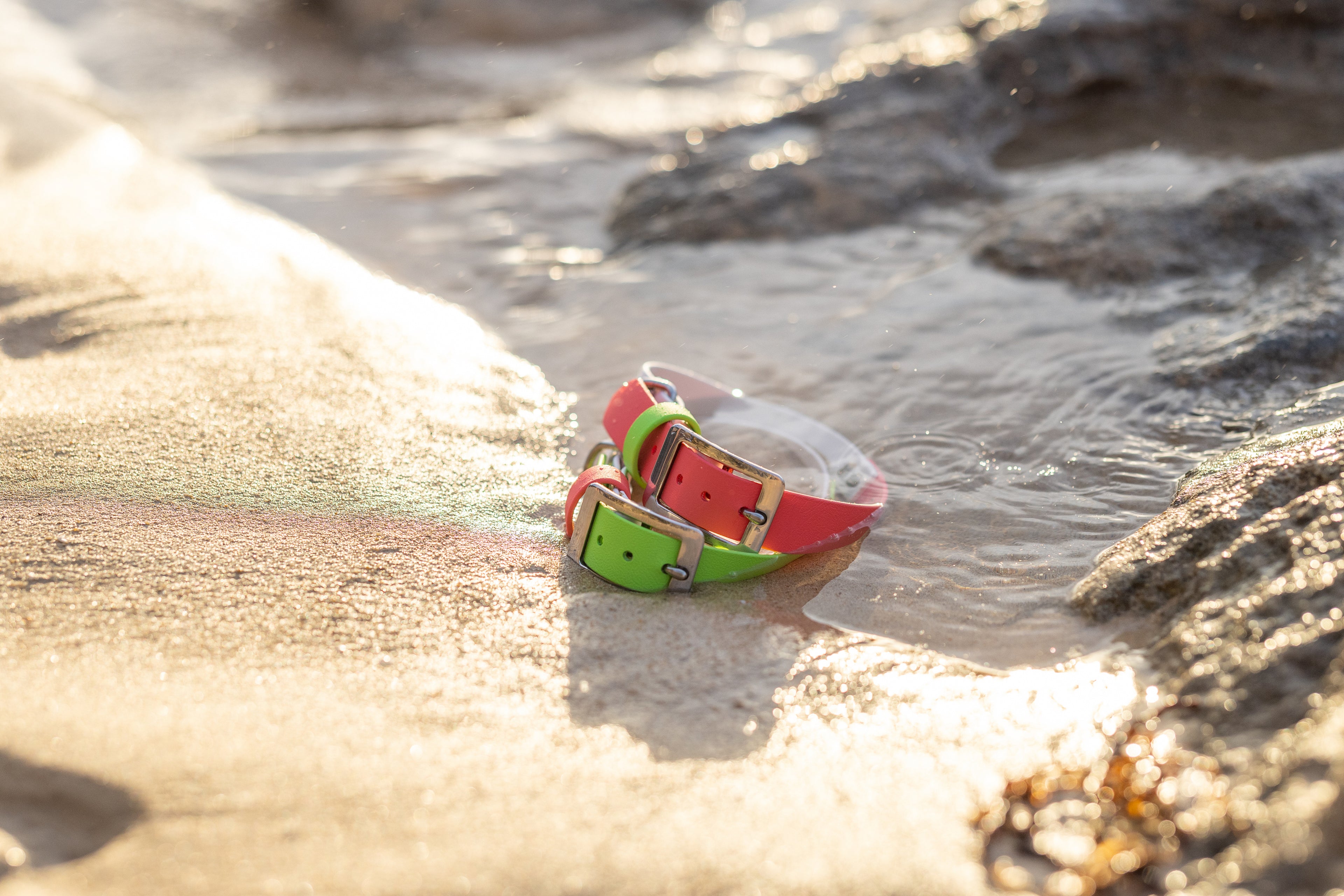 Coral and Green Biothane Collar