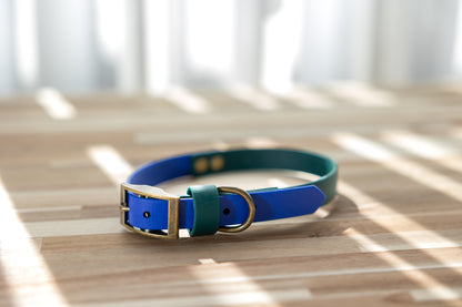 Two tone Biothane Collar - Royal Blue and Emerald