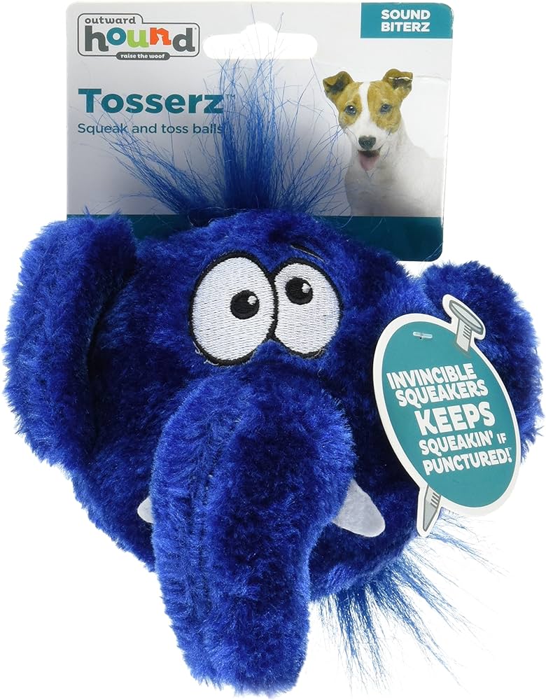 Outward Hound Tosserz Squeaking Plush Ball Dog Toy, Elephant