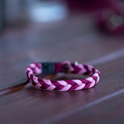 Small cat collar Paracord in Burgundy and pink colours by Native Collars (5181971759244)