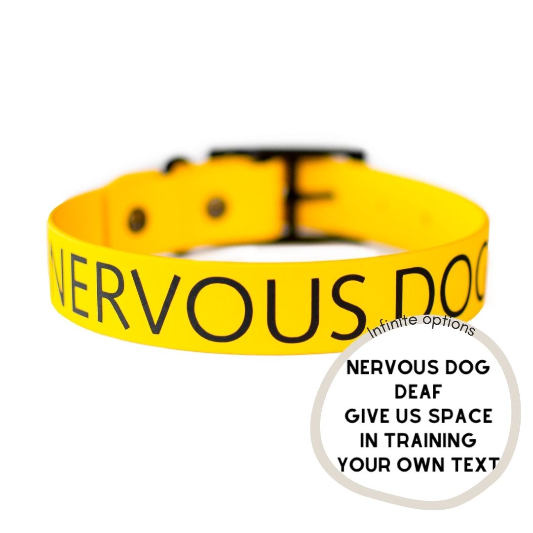 NO DOGS /NERVOUS DOG BioThane Collar