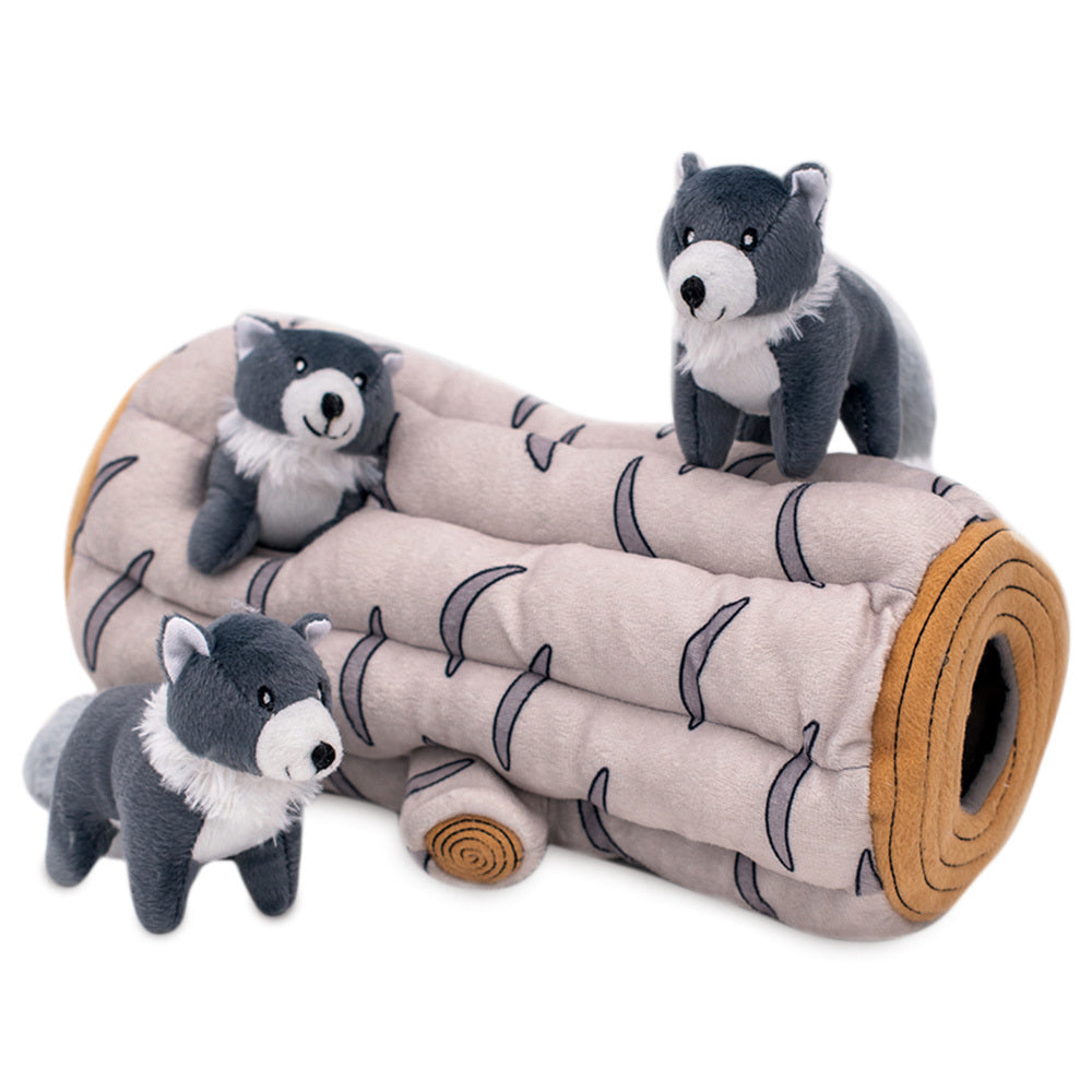 Wolves in Log Burrow Interactive Dog Toy by Zippy Paws